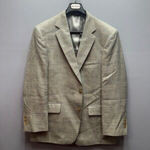 Vintage Southwick Mens Sport Coat 44R Plaid Silk Linen Wool Blend NWT